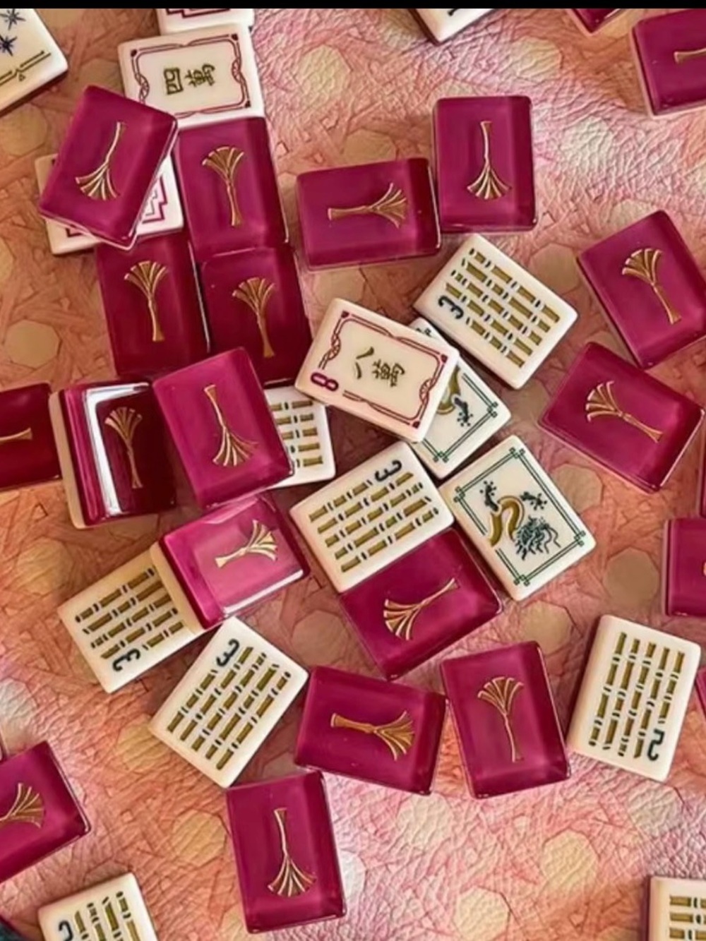 NIB sealed American Mahjong Set 160 Tiles Burgundy Art Deco Acrylic dice - Picture 12 of 14